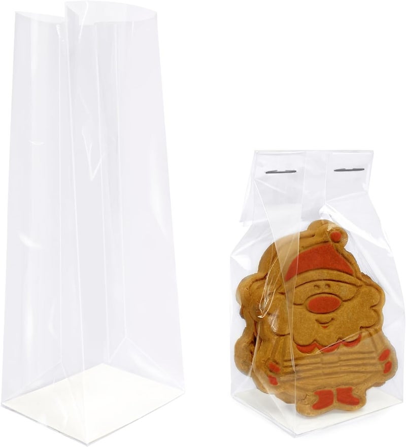 Morepack Gusseted Cellophane Bags,Flat Bottom Cellophane Bags with Paper Insert 50Pcs 2x1.5x5 Inches Biscotti Bag (Mini Size) - Image 1